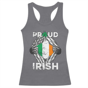 Proud Irish St Patricks Day Racerback Tank Top Half American Half Ireland Flag TS02 Charcoal Print Your Wear