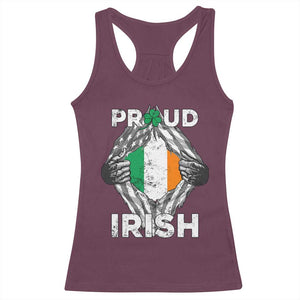 Proud Irish St Patricks Day Racerback Tank Top Half American Half Ireland Flag TS02 Maroon Print Your Wear