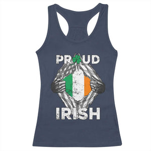 Proud Irish St Patricks Day Racerback Tank Top Half American Half Ireland Flag TS02 Navy Print Your Wear