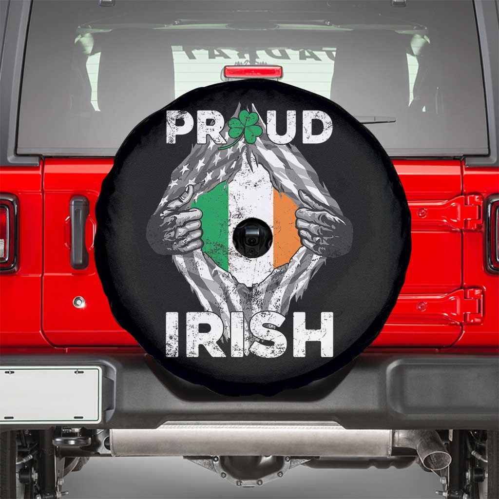 Proud Irish St Patricks Day Spare Tire Cover Half American Half Ireland Flag TS02 Black Print Your Wear