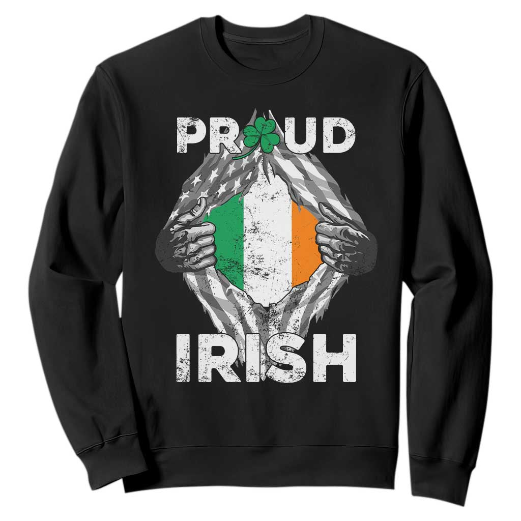 Proud Irish St. Patricks Day Sweatshirt Half American Half Ireland Flag TS02 Black Printyourwear