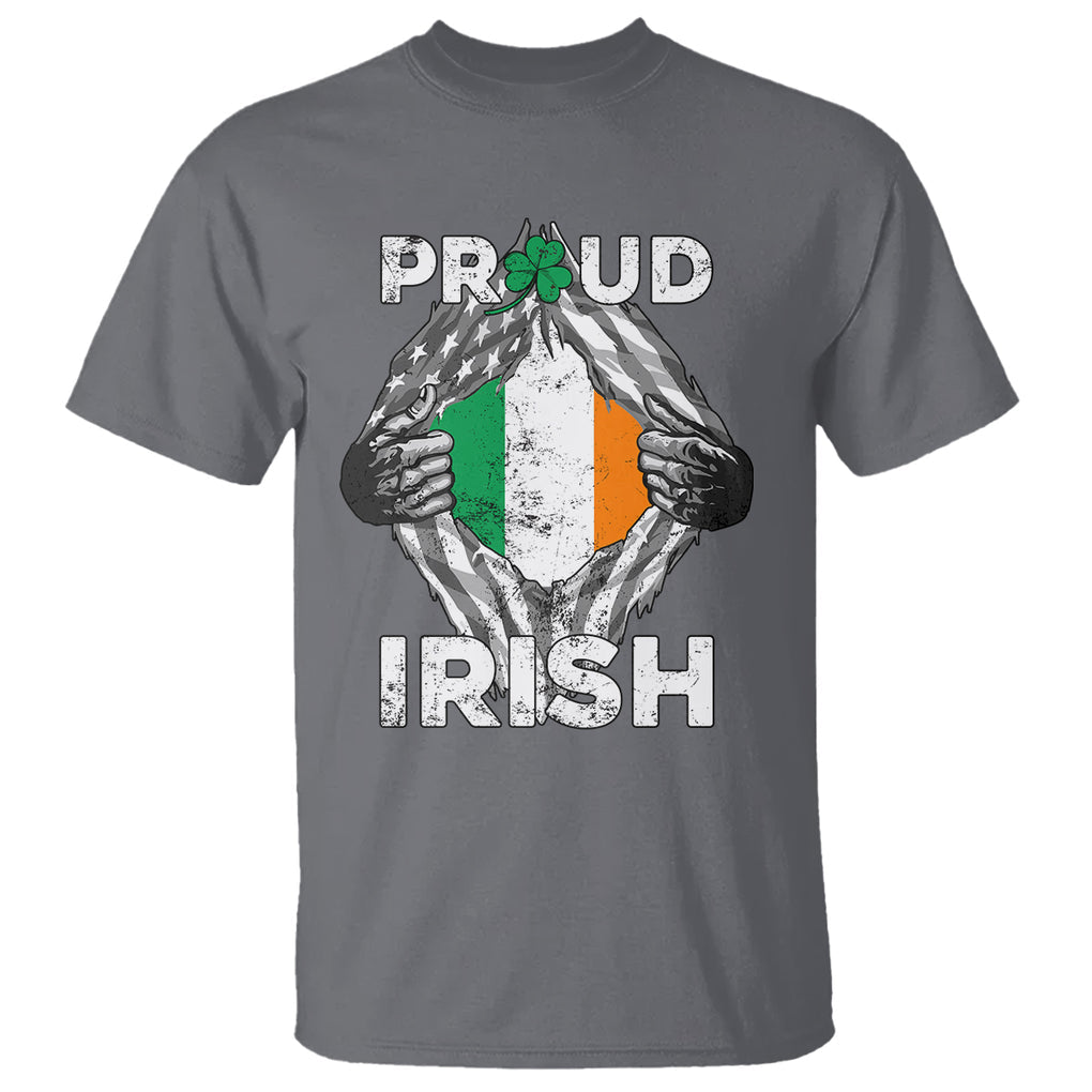 Proud Irish St. Patricks Day T Shirt Half American Half Ireland Flag TS02 Charcoal Printyourwear