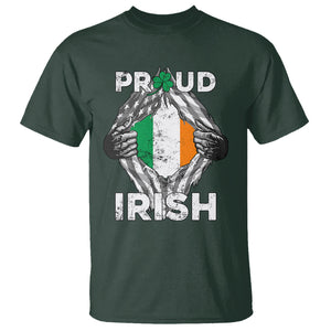 Proud Irish St. Patricks Day T Shirt Half American Half Ireland Flag TS02 Dark Forest Green Printyourwear