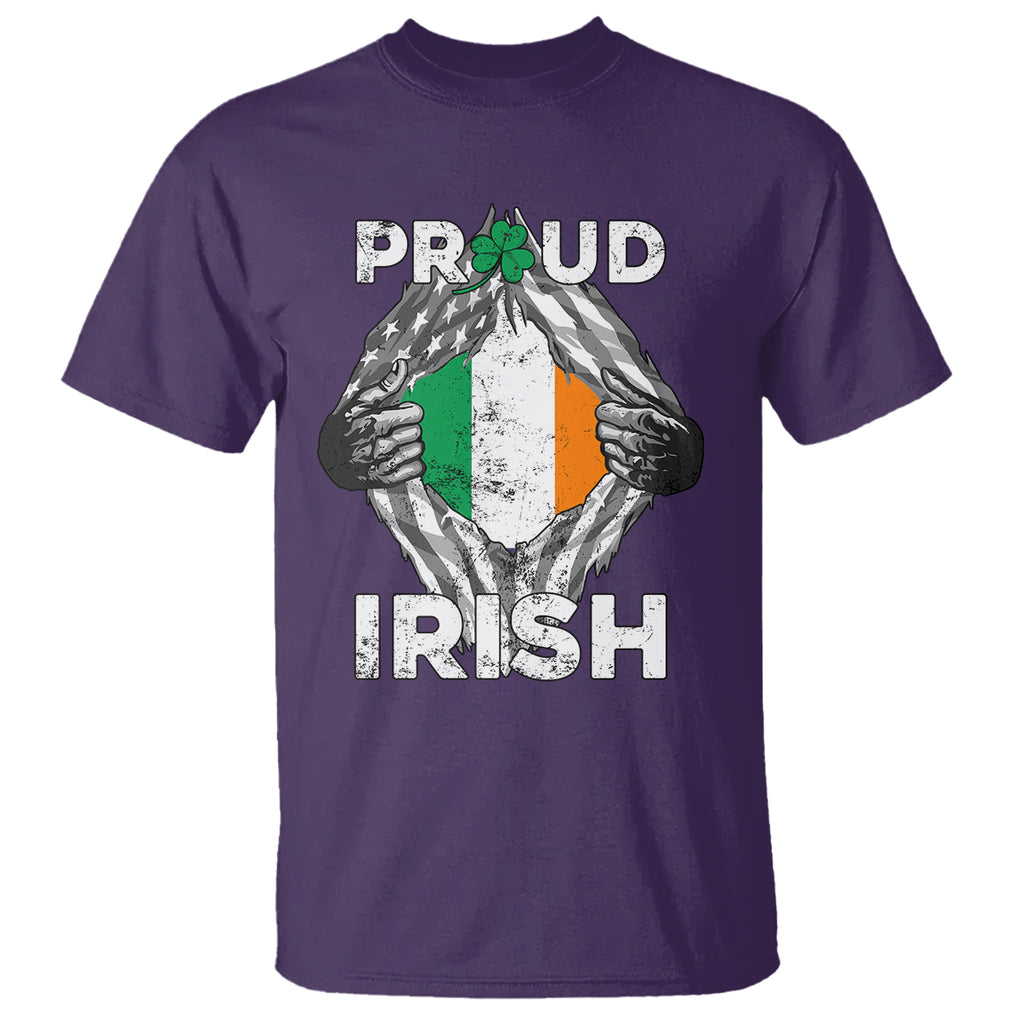 Proud Irish St. Patricks Day T Shirt Half American Half Ireland Flag TS02 Purple Printyourwear