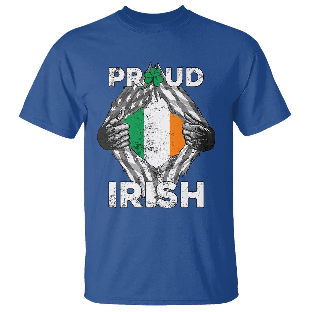 Proud Irish St. Patricks Day T Shirt Half American Half Ireland Flag TS02 Royal Blue Printyourwear