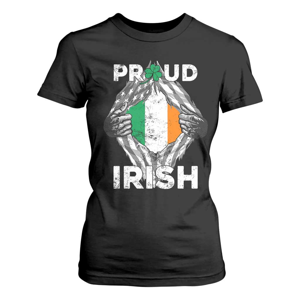 Proud Irish St Patricks Day T Shirt For Women Half American Half Ireland Flag TS02 Black Print Your Wear