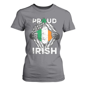 Proud Irish St Patricks Day T Shirt For Women Half American Half Ireland Flag TS02 Charcoal Print Your Wear