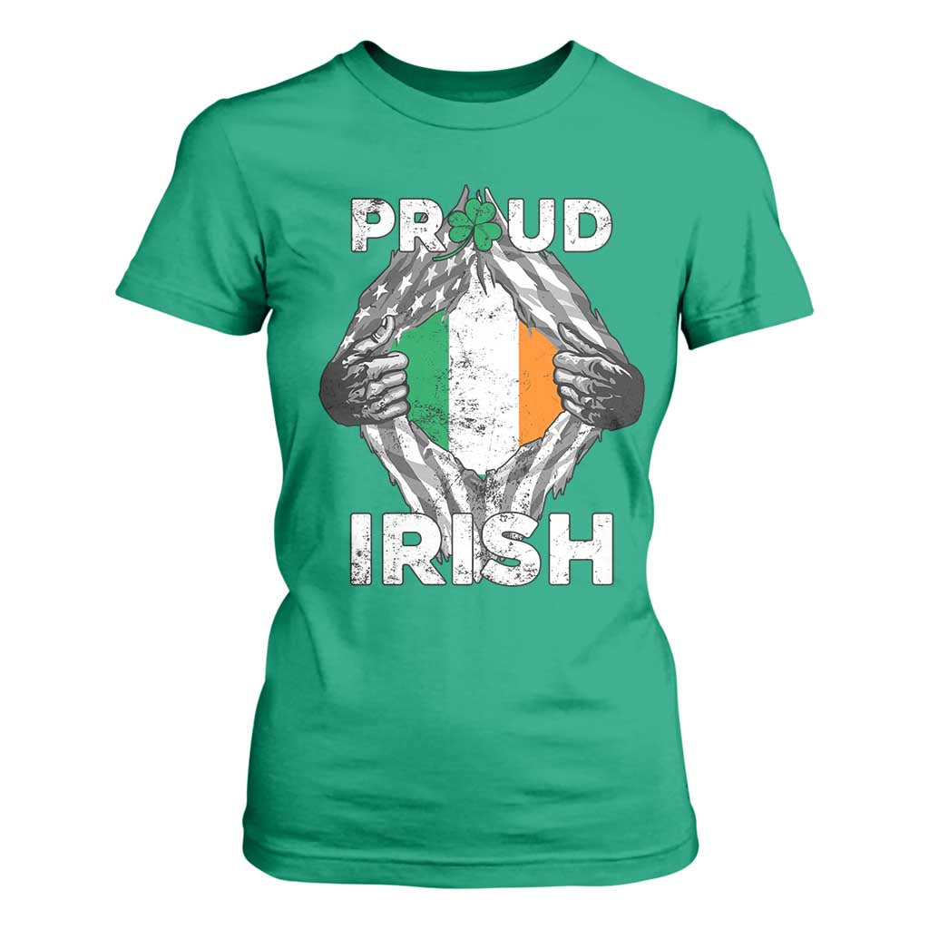 Proud Irish St Patricks Day T Shirt For Women Half American Half Ireland Flag TS02 Irish Green Print Your Wear