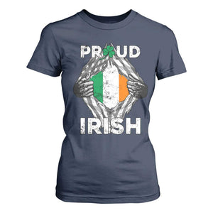 Proud Irish St Patricks Day T Shirt For Women Half American Half Ireland Flag TS02 Navy Print Your Wear