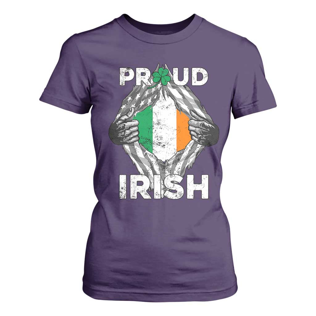 Proud Irish St Patricks Day T Shirt For Women Half American Half Ireland Flag TS02 Purple Print Your Wear