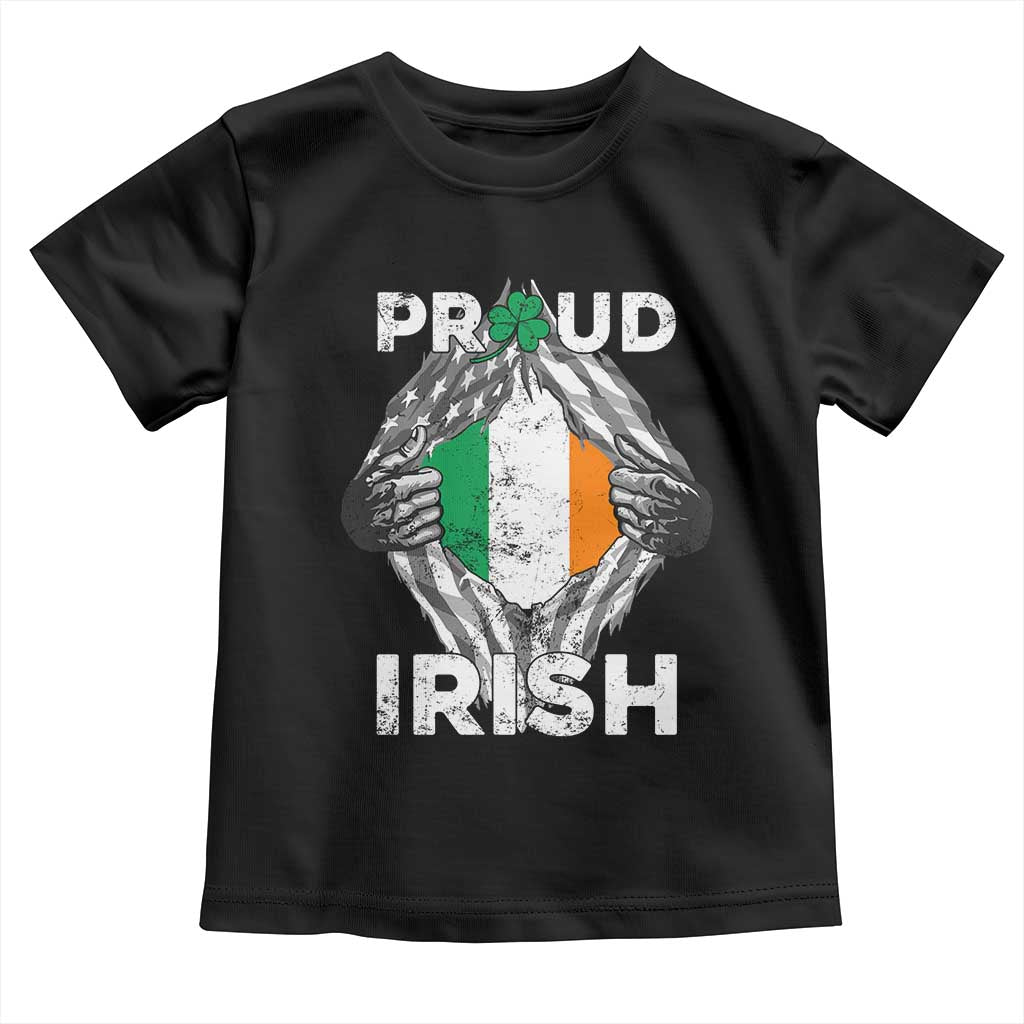 Proud Irish St Patricks Day Toddler T Shirt Half American Half Ireland Flag TS02 Black Print Your Wear