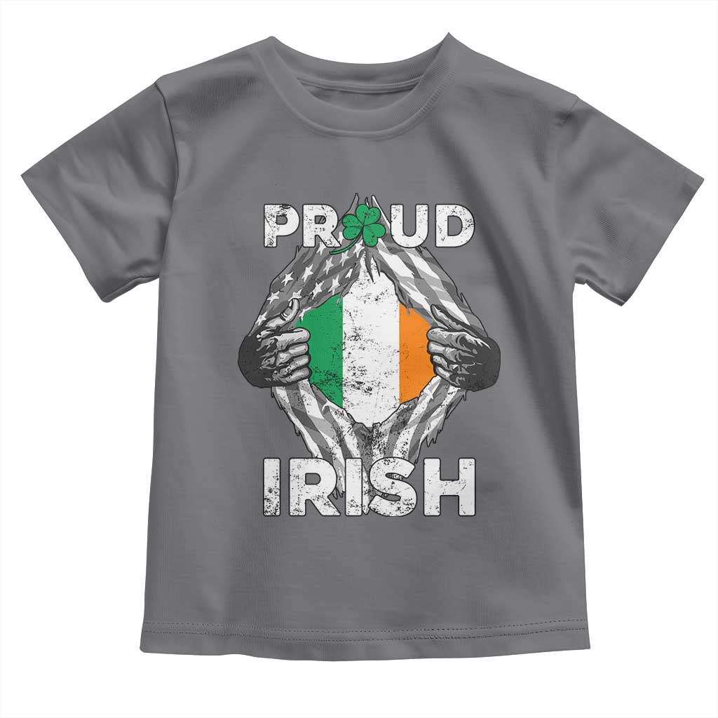 Proud Irish St Patricks Day Toddler T Shirt Half American Half Ireland Flag TS02 Charcoal Print Your Wear