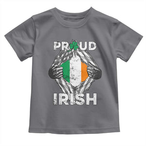 Proud Irish St Patricks Day Toddler T Shirt Half American Half Ireland Flag TS02 Charcoal Print Your Wear