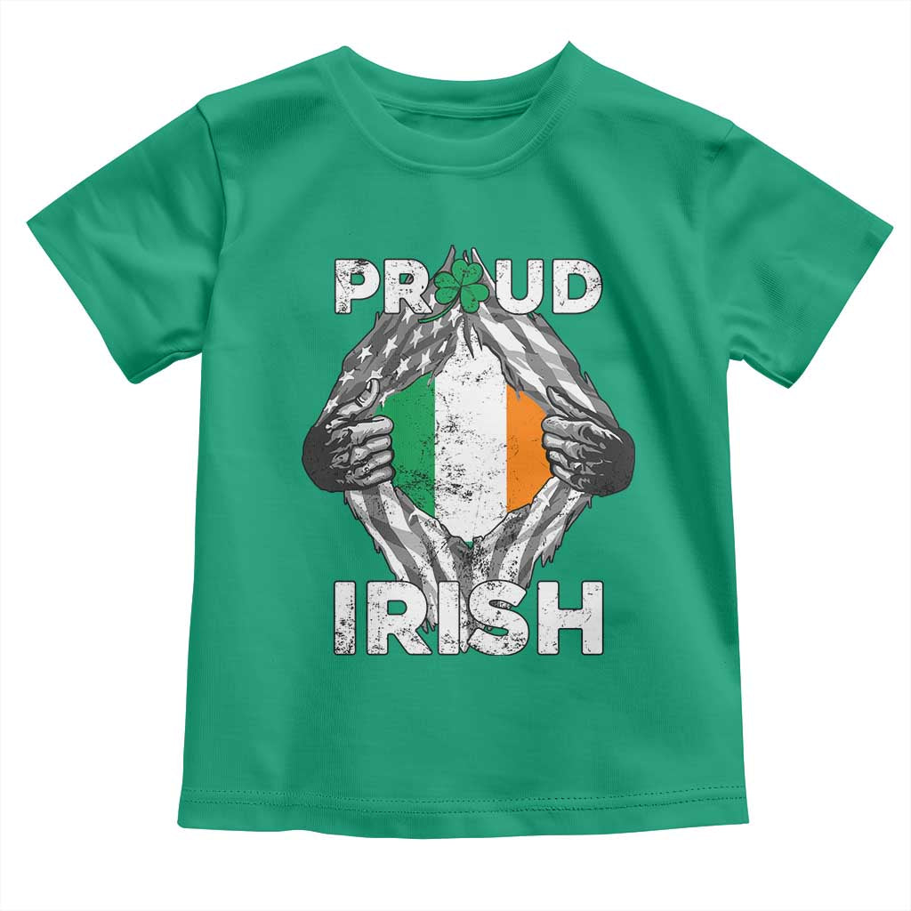 Proud Irish St Patricks Day Toddler T Shirt Half American Half Ireland Flag TS02 Irish Green Print Your Wear