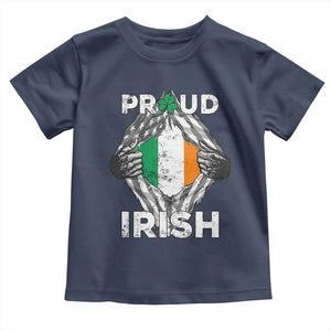 Proud Irish St Patricks Day Toddler T Shirt Half American Half Ireland Flag TS02 Navy Print Your Wear