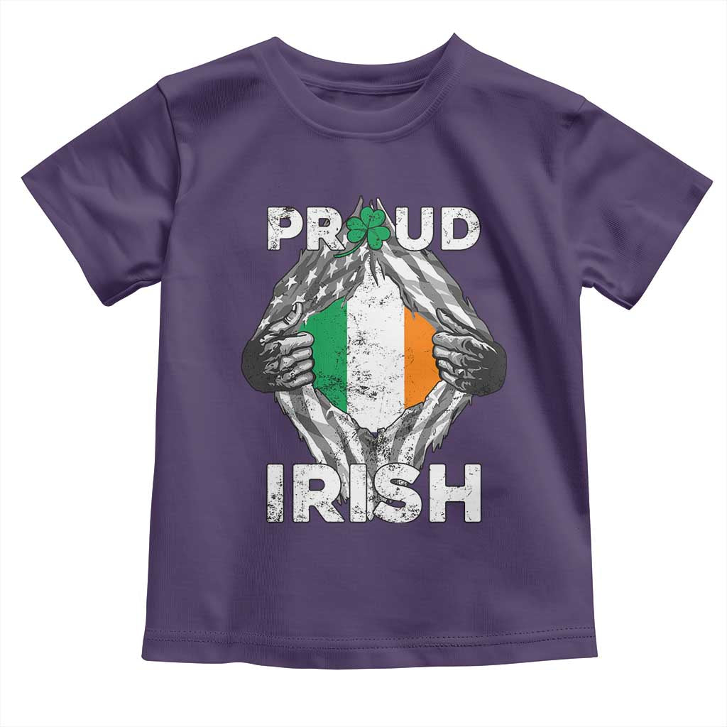 Proud Irish St Patricks Day Toddler T Shirt Half American Half Ireland Flag TS02 Purple Print Your Wear