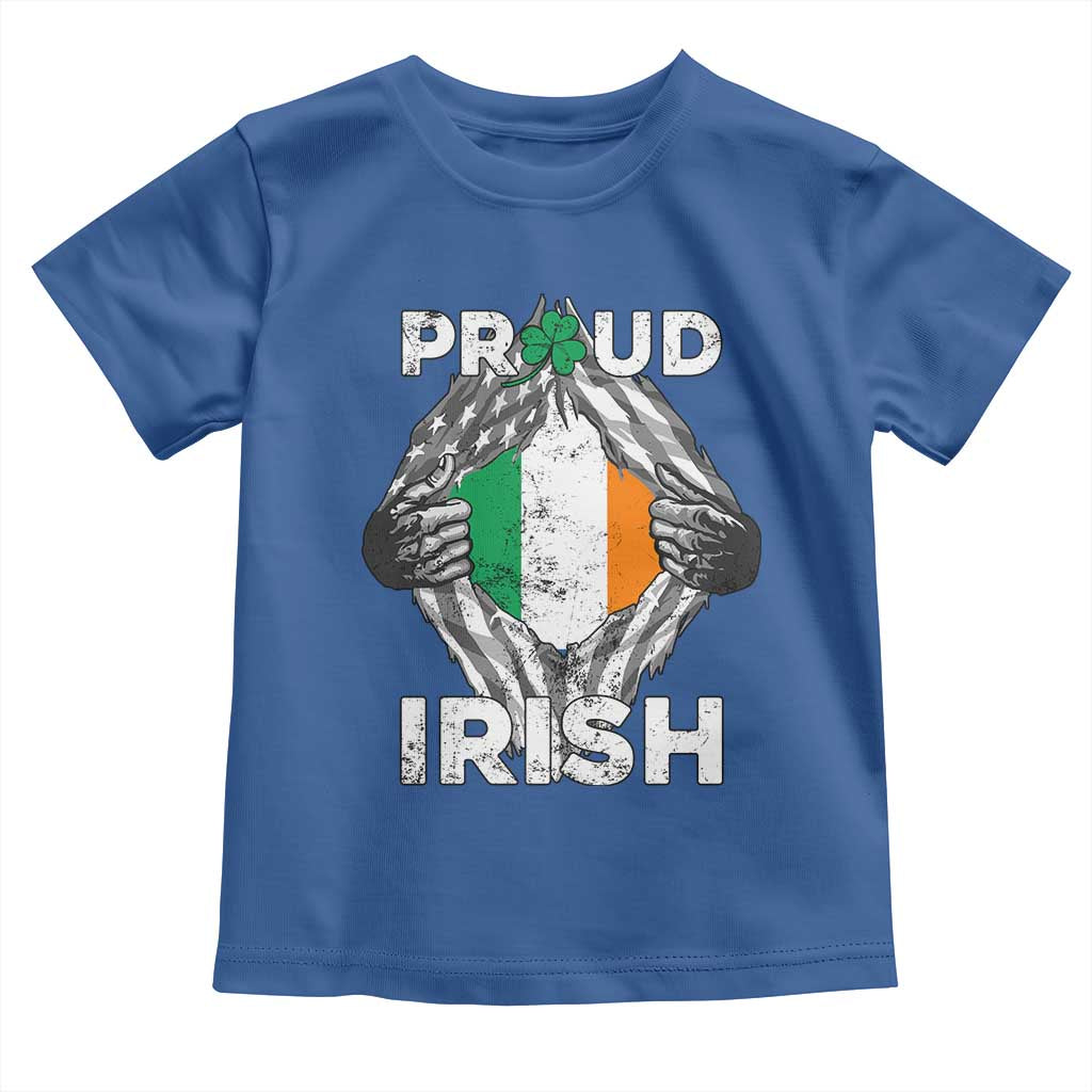 Proud Irish St Patricks Day Toddler T Shirt Half American Half Ireland Flag TS02 Royal Blue Print Your Wear
