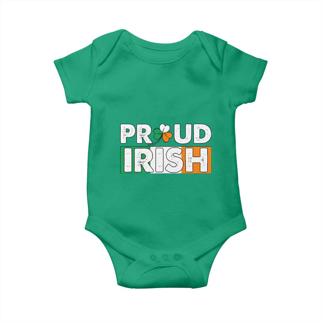 Proud Irish St Patricks Day Baby Onesie Shamrock Lucky Charm Ireland Flag TS02 Irish Green Print Your Wear