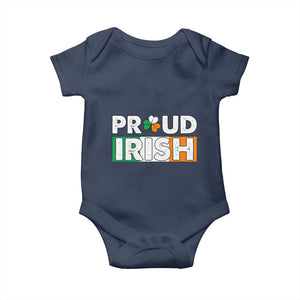 Proud Irish St Patricks Day Baby Onesie Shamrock Lucky Charm Ireland Flag TS02 Navy Print Your Wear