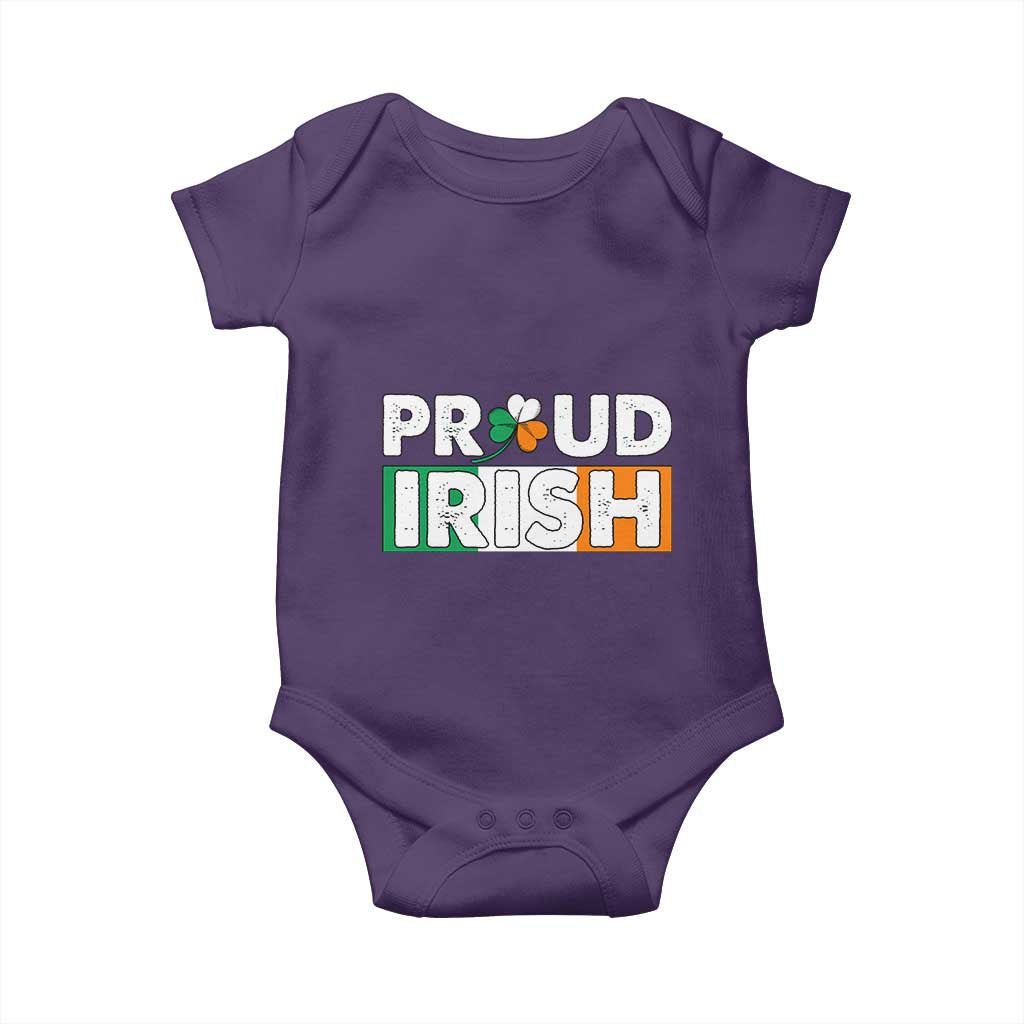 Proud Irish St Patricks Day Baby Onesie Shamrock Lucky Charm Ireland Flag TS02 Purple Print Your Wear