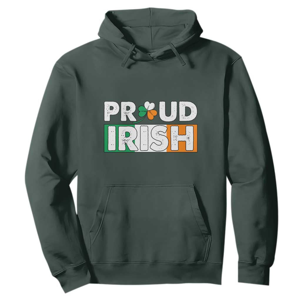 Proud Irish St. Patricks Day Hoodie Shamrock Lucky Charm Ireland Flag TS02 Dark Forest Green Printyourwear