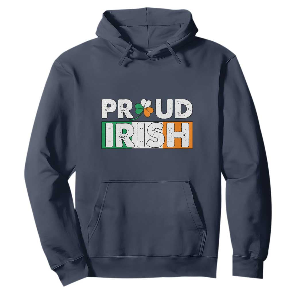 Proud Irish St. Patricks Day Hoodie Shamrock Lucky Charm Ireland Flag TS02 Navy Printyourwear
