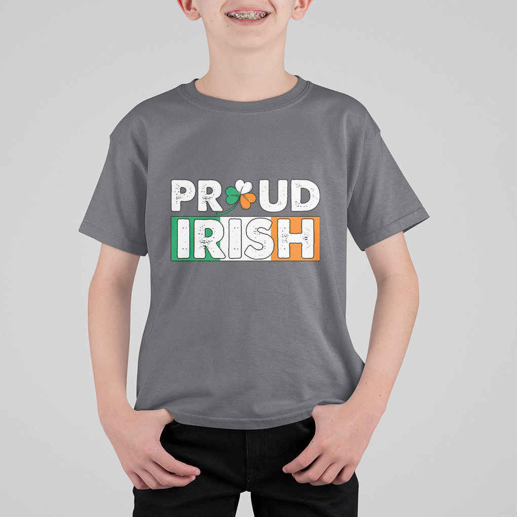Proud Irish St. Patricks Day T Shirt For Kid Shamrock Lucky Charm Ireland Flag TS02 Charcoal Printyourwear