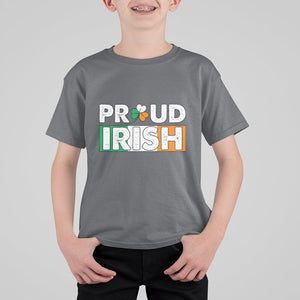 Proud Irish St. Patricks Day T Shirt For Kid Shamrock Lucky Charm Ireland Flag TS02 Charcoal Printyourwear