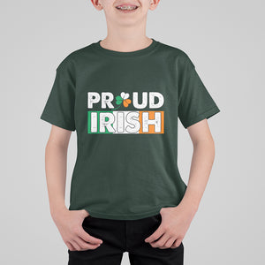 Proud Irish St. Patricks Day T Shirt For Kid Shamrock Lucky Charm Ireland Flag TS02 Dark Forest Green Printyourwear