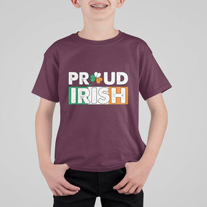 Proud Irish St. Patricks Day T Shirt For Kid Shamrock Lucky Charm Ireland Flag TS02 Maroon Printyourwear