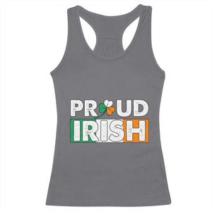 Proud Irish St Patricks Day Racerback Tank Top Shamrock Lucky Charm Ireland Flag TS02 Charcoal Print Your Wear