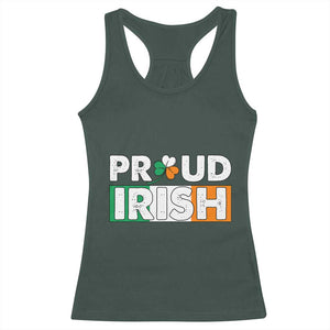 Proud Irish St Patricks Day Racerback Tank Top Shamrock Lucky Charm Ireland Flag TS02 Dark Forest Green Print Your Wear