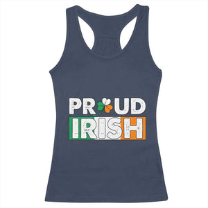 Proud Irish St Patricks Day Racerback Tank Top Shamrock Lucky Charm Ireland Flag TS02 Navy Print Your Wear
