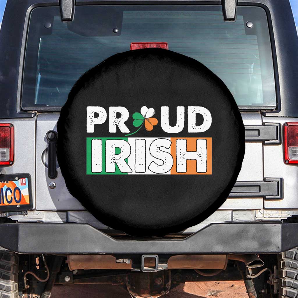 Proud Irish St Patricks Day Spare Tire Cover Shamrock Lucky Charm Ireland Flag TS02 No hole Black Print Your Wear