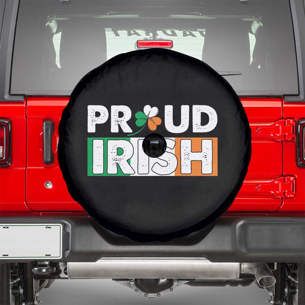 Proud Irish St Patricks Day Spare Tire Cover Shamrock Lucky Charm Ireland Flag TS02 Black Print Your Wear