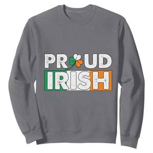 Proud Irish St. Patricks Day Sweatshirt Shamrock Lucky Charm Ireland Flag TS02 Charcoal Printyourwear