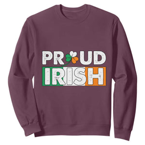 Proud Irish St. Patricks Day Sweatshirt Shamrock Lucky Charm Ireland Flag TS02 Maroon Printyourwear