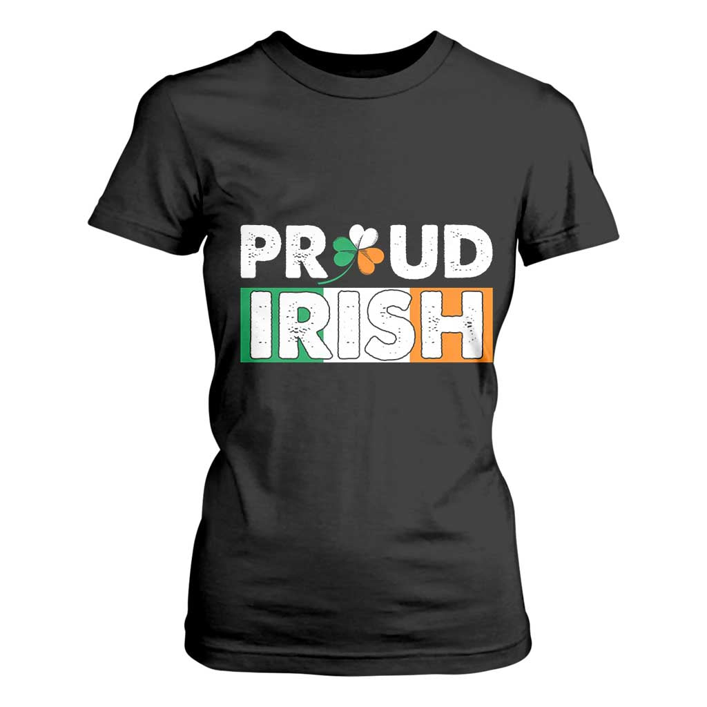 Proud Irish St Patricks Day T Shirt For Women Shamrock Lucky Charm Ireland Flag TS02 Black Print Your Wear