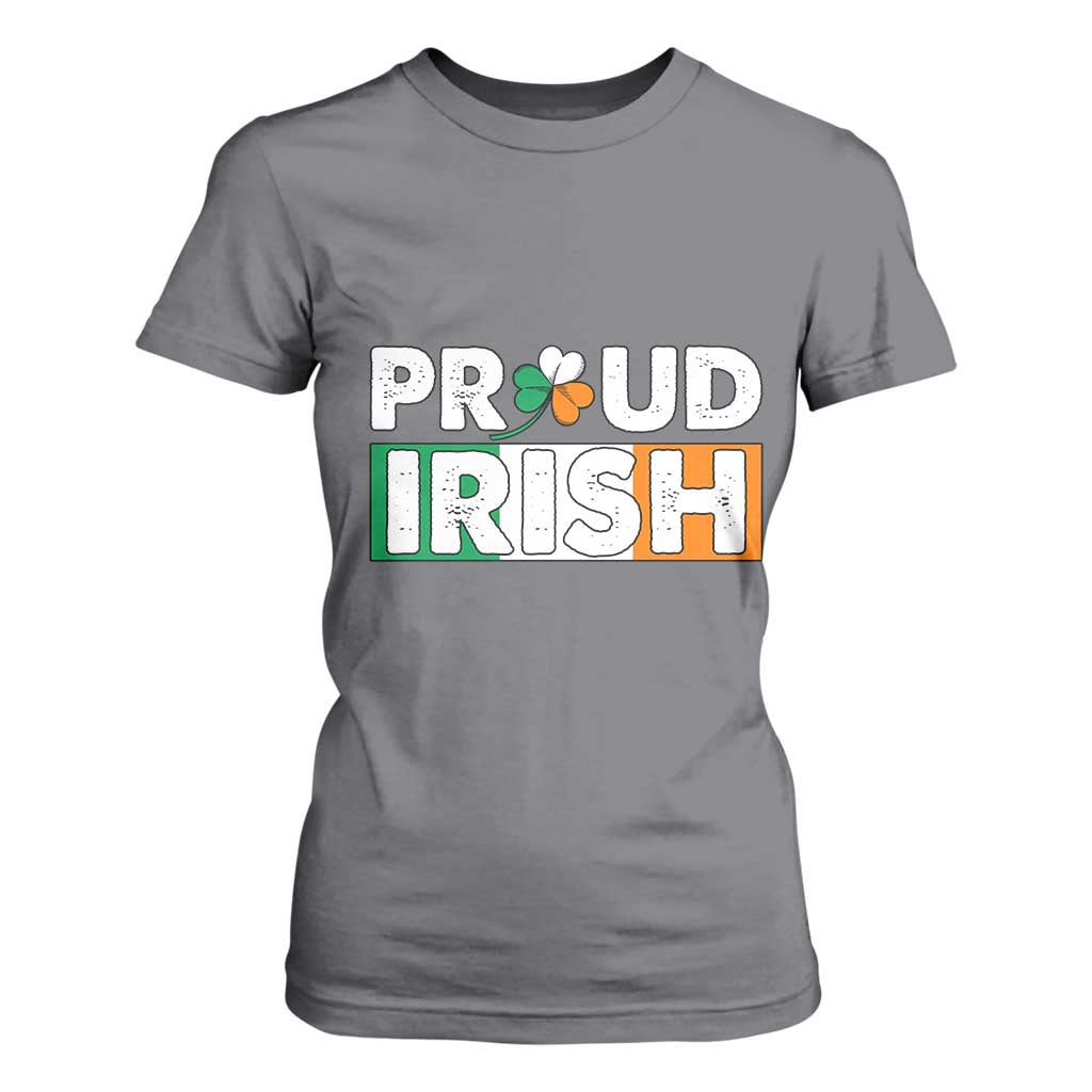 Proud Irish St Patricks Day T Shirt For Women Shamrock Lucky Charm Ireland Flag TS02 Charcoal Print Your Wear