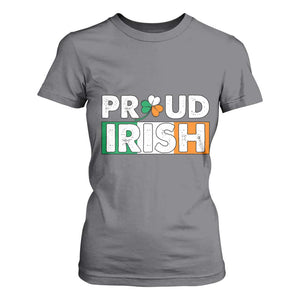 Proud Irish St Patricks Day T Shirt For Women Shamrock Lucky Charm Ireland Flag TS02 Charcoal Print Your Wear