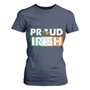 Proud Irish St Patricks Day T Shirt For Women Shamrock Lucky Charm Ireland Flag TS02 Navy Print Your Wear