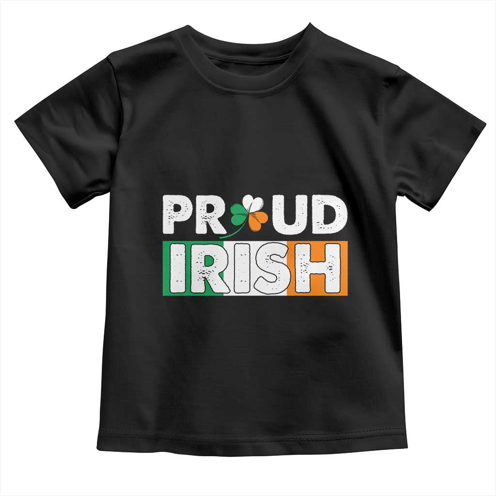 Proud Irish St Patricks Day Toddler T Shirt Shamrock Lucky Charm Ireland Flag TS02 Black Print Your Wear