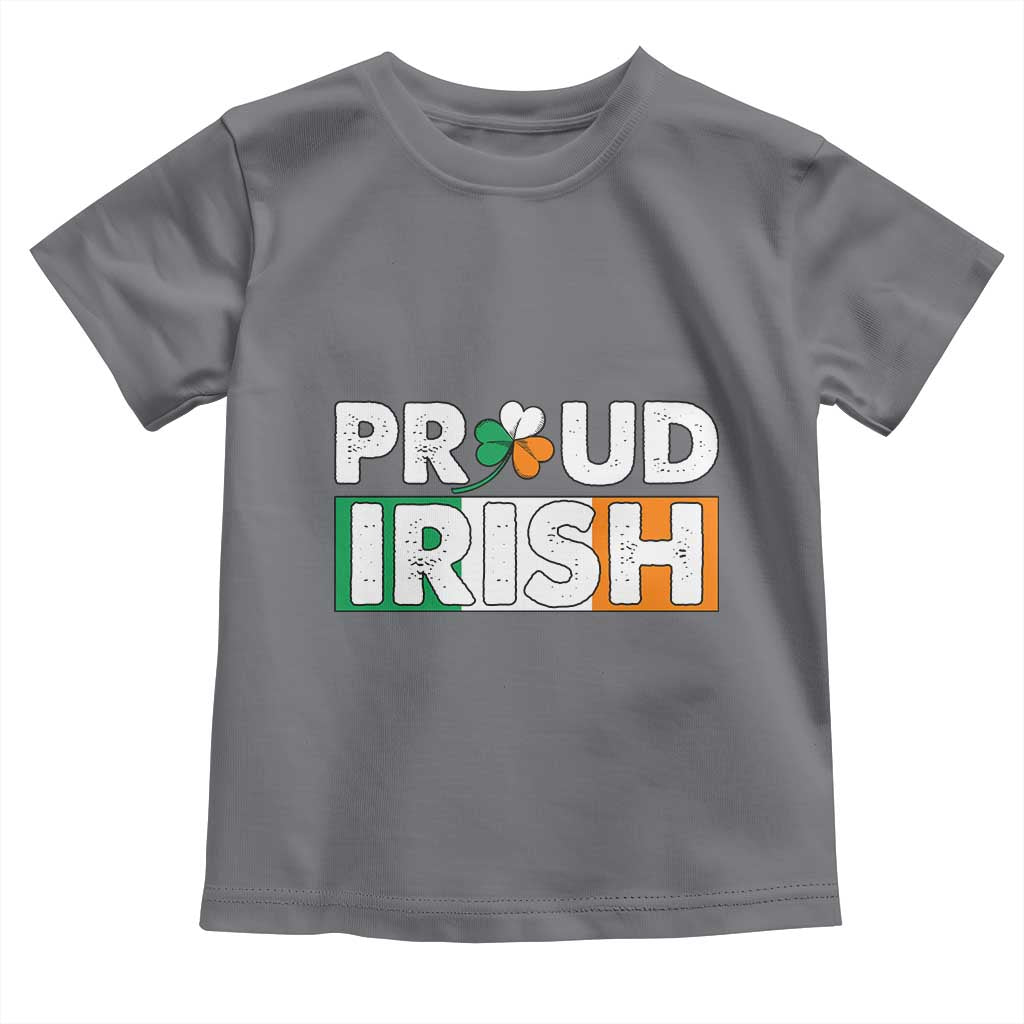 Proud Irish St Patricks Day Toddler T Shirt Shamrock Lucky Charm Ireland Flag TS02 Charcoal Print Your Wear