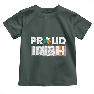 Proud Irish St Patricks Day Toddler T Shirt Shamrock Lucky Charm Ireland Flag TS02 Dark Forest Green Print Your Wear