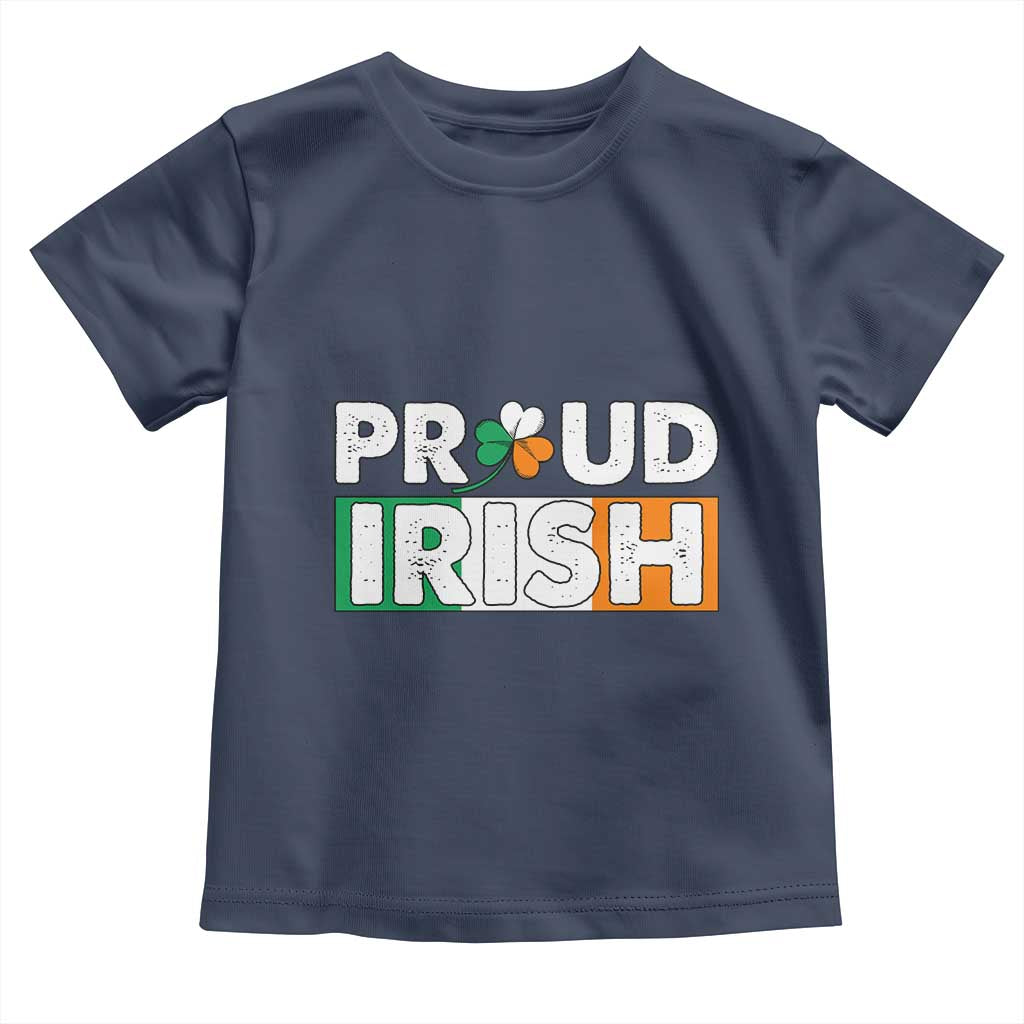 Proud Irish St Patricks Day Toddler T Shirt Shamrock Lucky Charm Ireland Flag TS02 Navy Print Your Wear
