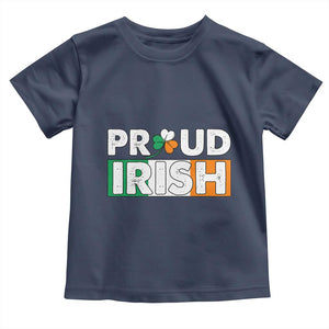 Proud Irish St Patricks Day Toddler T Shirt Shamrock Lucky Charm Ireland Flag TS02 Navy Print Your Wear
