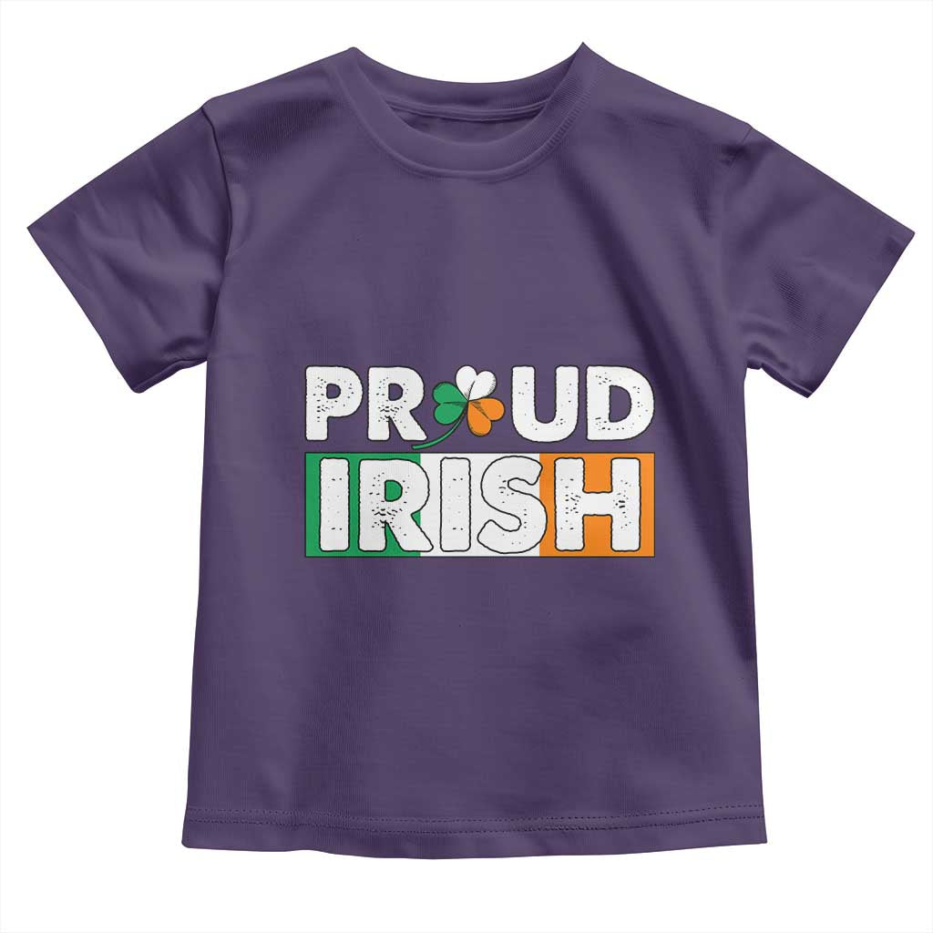Proud Irish St Patricks Day Toddler T Shirt Shamrock Lucky Charm Ireland Flag TS02 Purple Print Your Wear