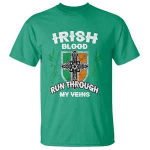 Irish Pride T Shirt Irish Blood Run Through My Veins Ireland Flag Celtic Cross TS02 Irish Green Printyourwear
