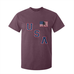 USA Flag Hockey T Shirt For Kid Patriotic Ice Hockey Team Fan Vintage Throwback TS02 Maroon Print Your Wear