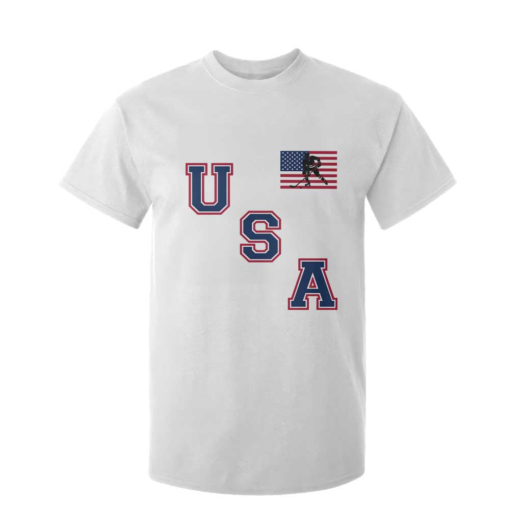 USA Flag Hockey T Shirt For Kid Patriotic Ice Hockey Team Fan Vintage Throwback TS02 White Print Your Wear